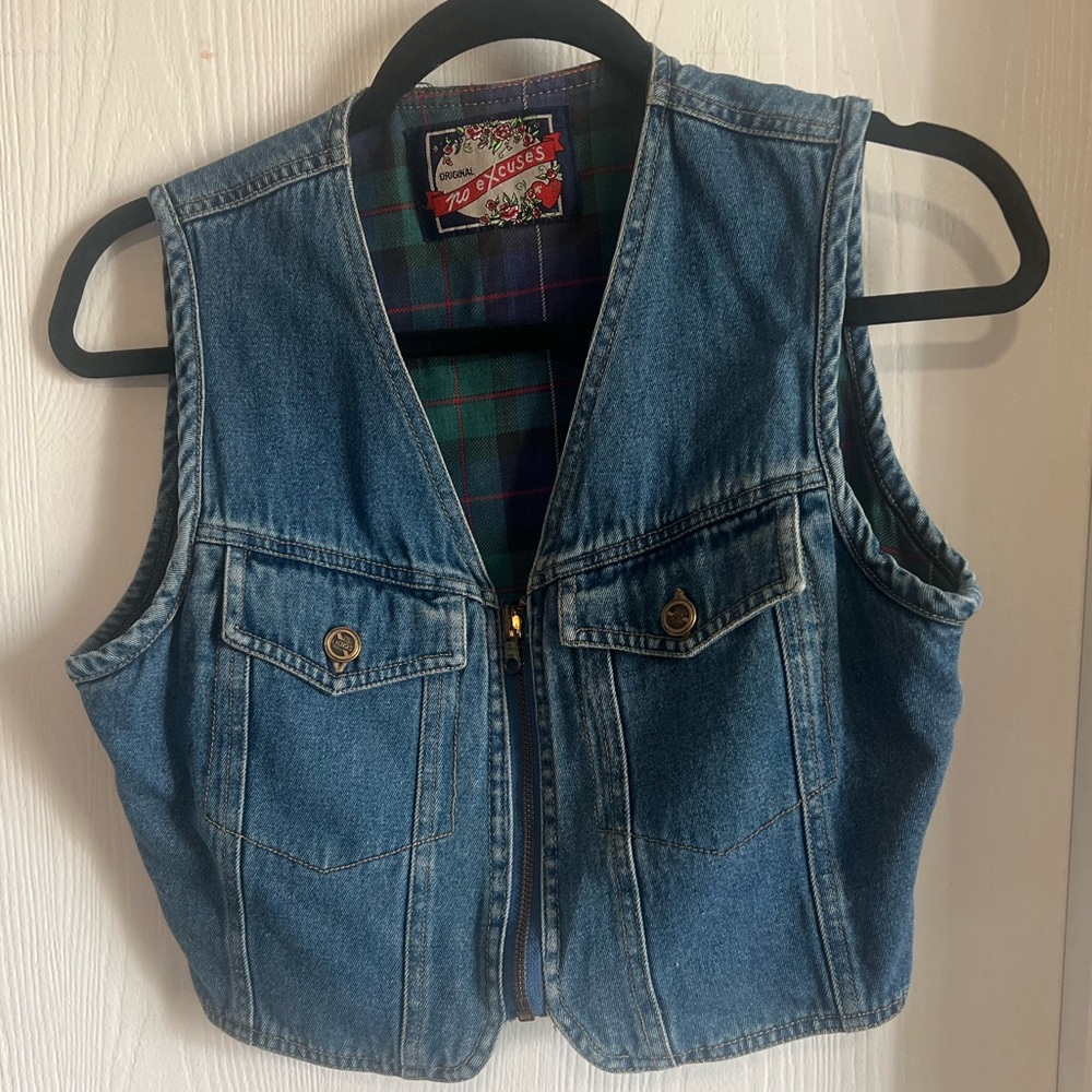No Excuses Dungarees Reversible Plaid Classic Women’s Vintage 90s Vest Size M